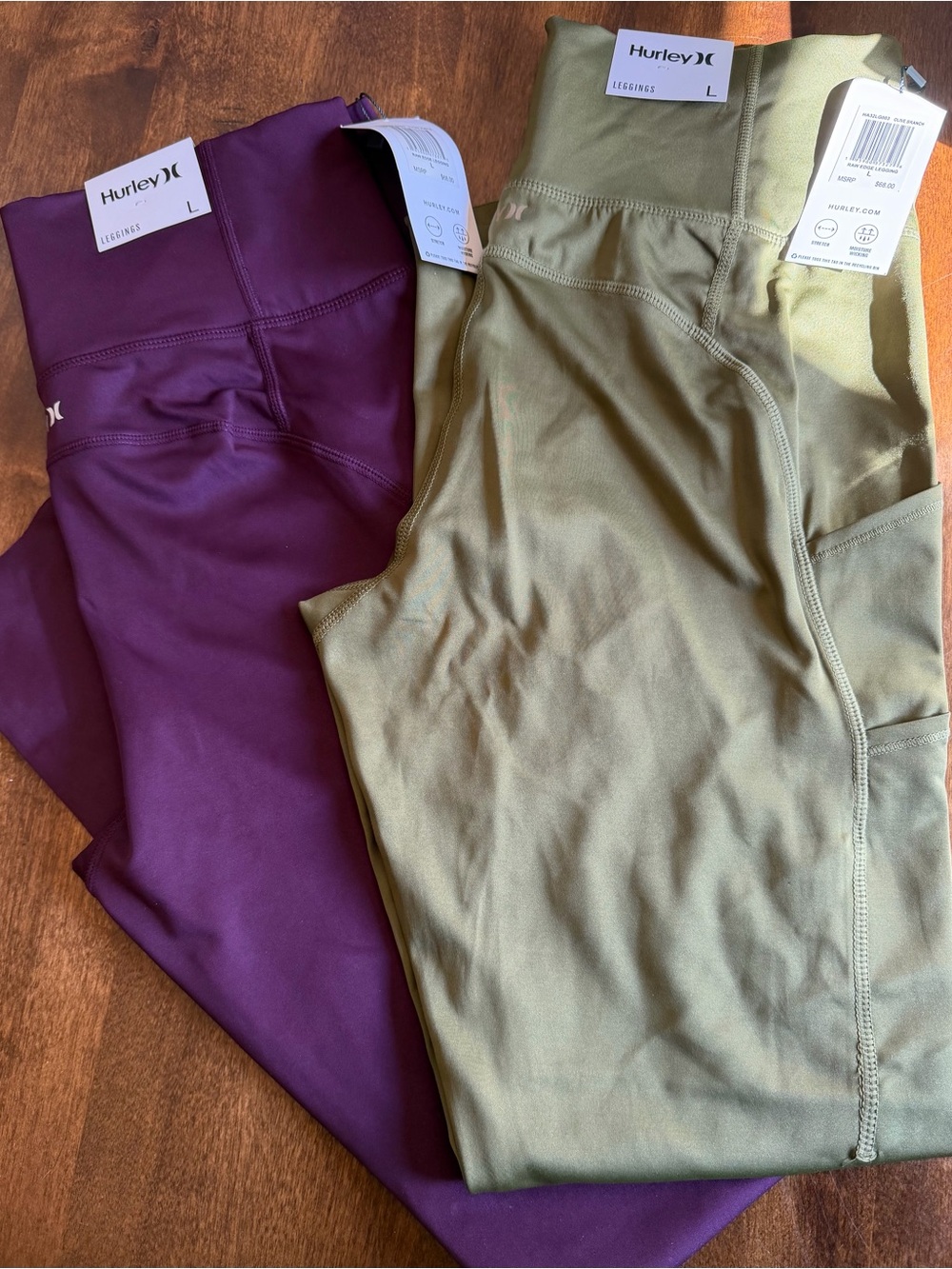 Hurley Leggings in Plum and Olive Green